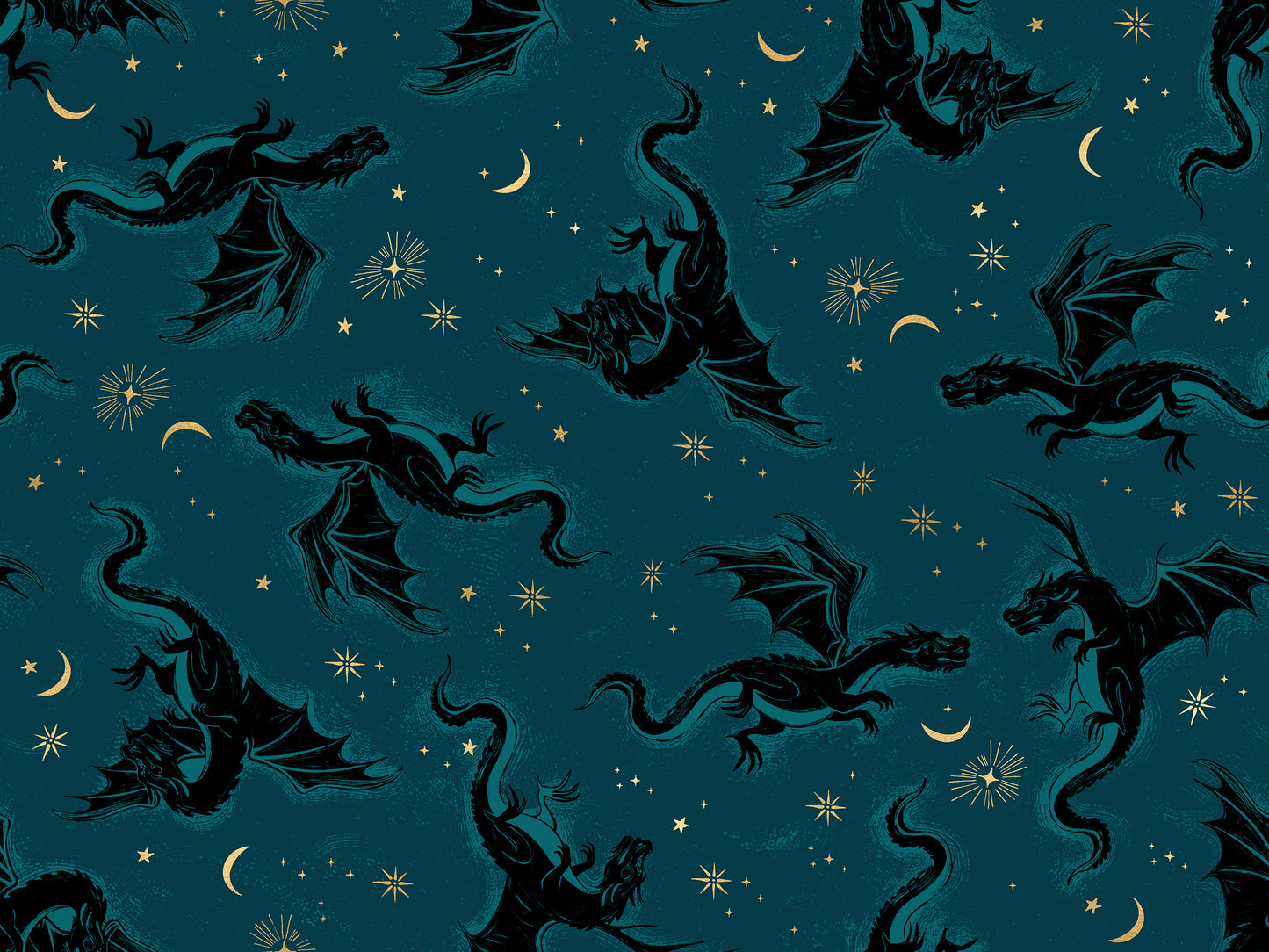 Fireglow - Etched Dragons in Galaxy (Metallic) - by Ruby Star Society with Moda Fabrics