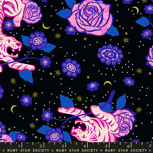 Ink Shop - Black Tiger - by Sarah Watts with Ruby Star Society fabric swatch