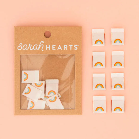 Sarah Hearts Mini Rainbow Woven Labels for Sewing & Quilting Projects