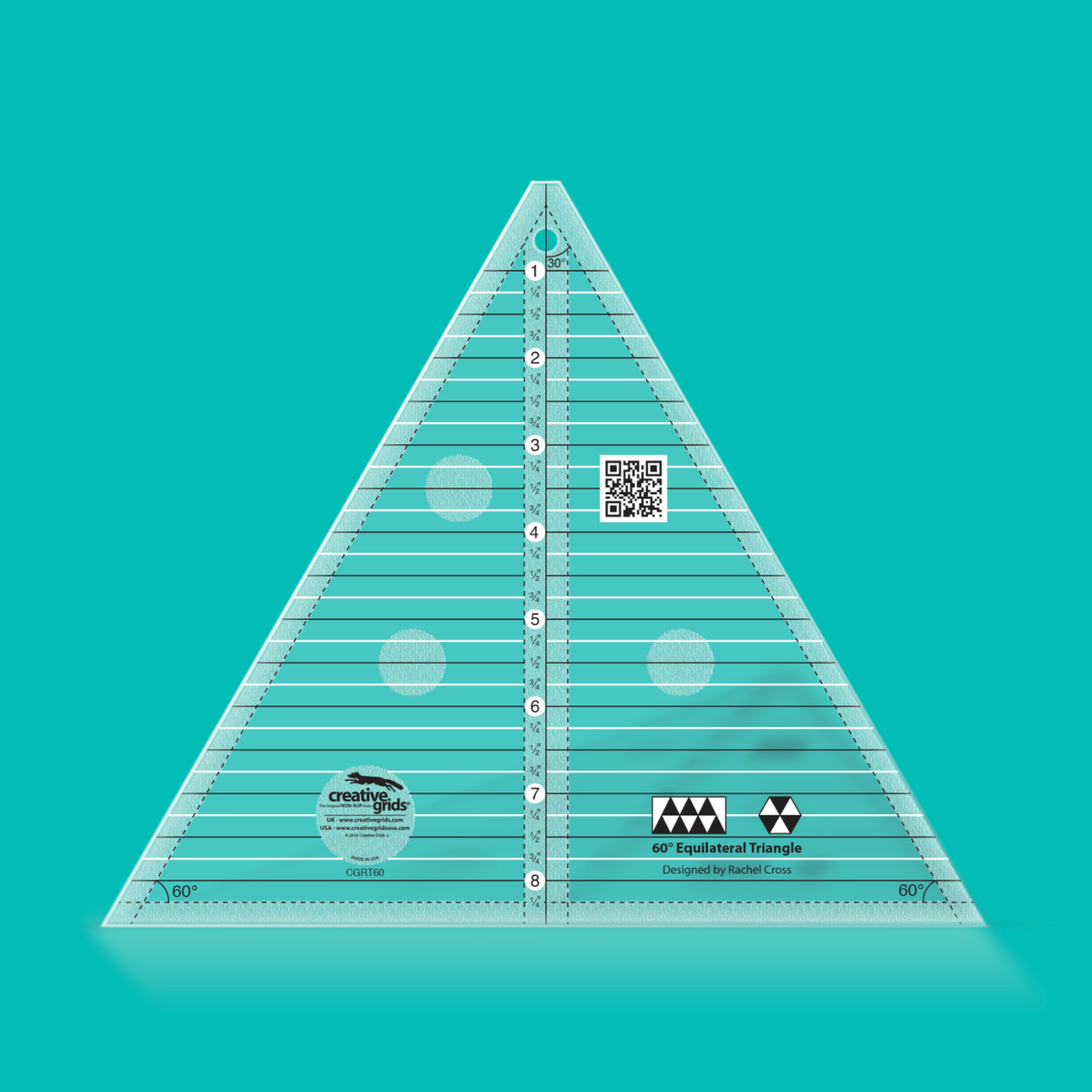 Creative Grids 60 Degree Triangle 8-1/2 inch Quilt Ruler