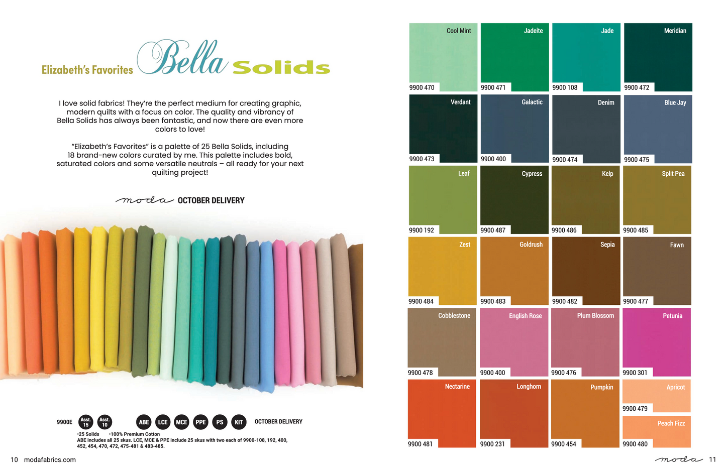 Elizabeth’s Favorites - Bella Solids Fat Quarter Bundle by Moda Fabrics