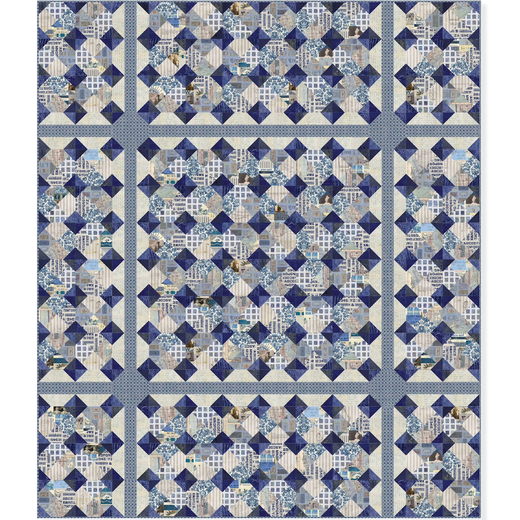 Tiled – Digital Quilt Top (Eclectic Elements Palette Indigo by Tim Holtz)