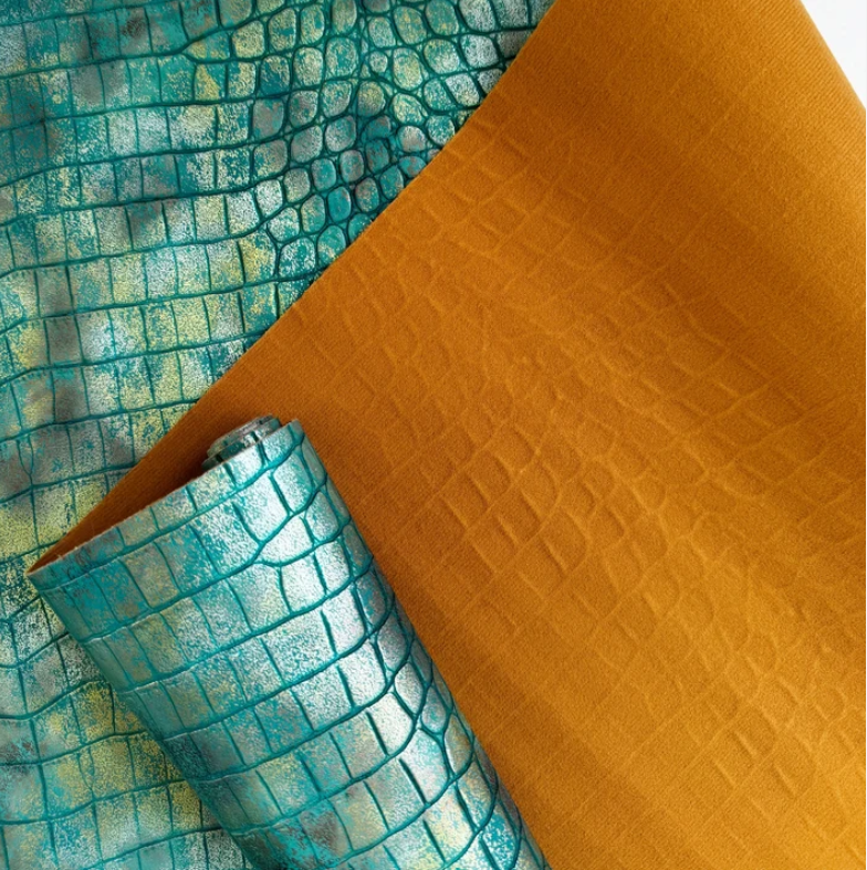 Mystic Croc Teal Vinyl - Embossed Faux Leather - by Sew Hungry Hippie