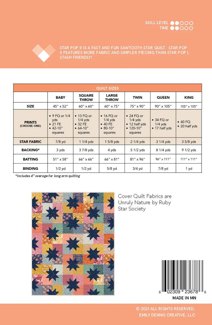 Star Pop II Quilt Pattern by Quilty Love