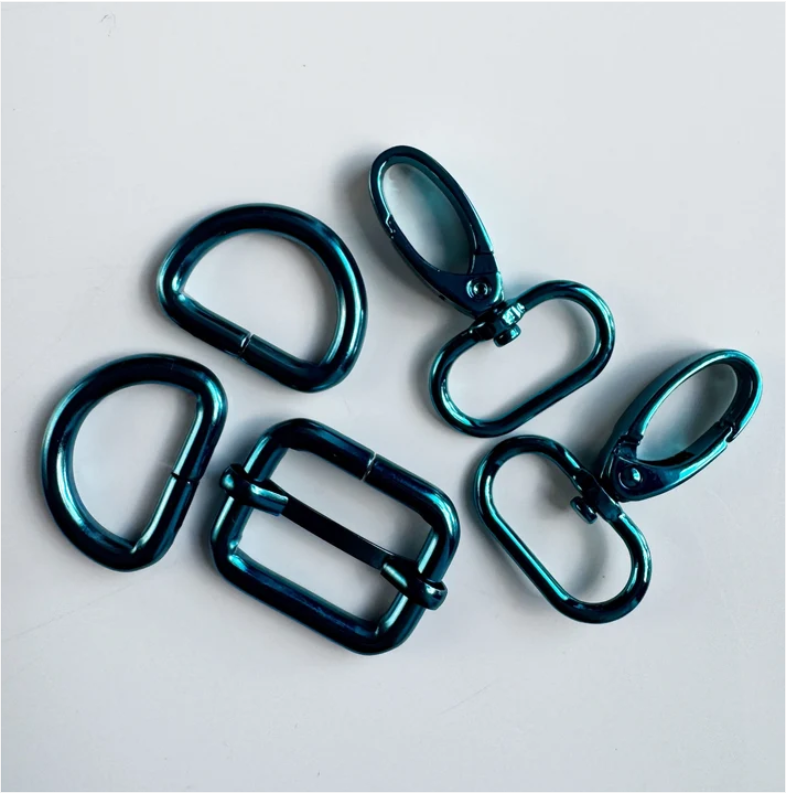 Turquoise Bag Hardware Pack – 1" D-Rings, Swivel Hooks & Slider