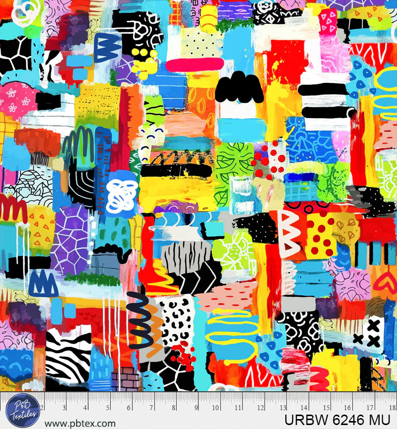 Urban Ink - 108" Wide Back in Pattern Graffiti - by Alloyius McIlwaine with P&B Textiles