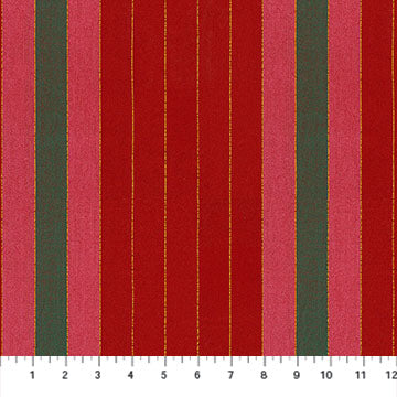 Silver Lining - Ribbons in Cherry - by Anna Maria Textiles