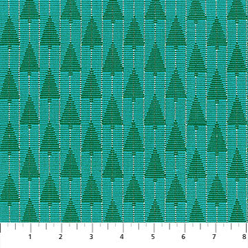 Silver Lining - Tree Farm in Turquoise - by Anna Maria Textiles