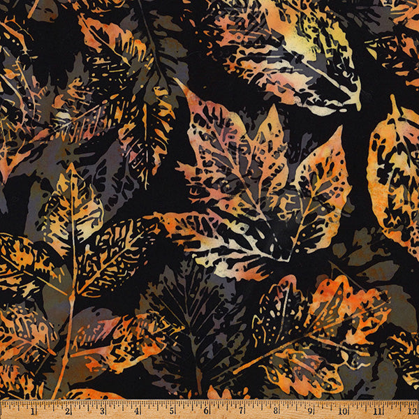 Bali Batik - Ember Glow - Xray Leaves in October - by Hoffman Fabrics