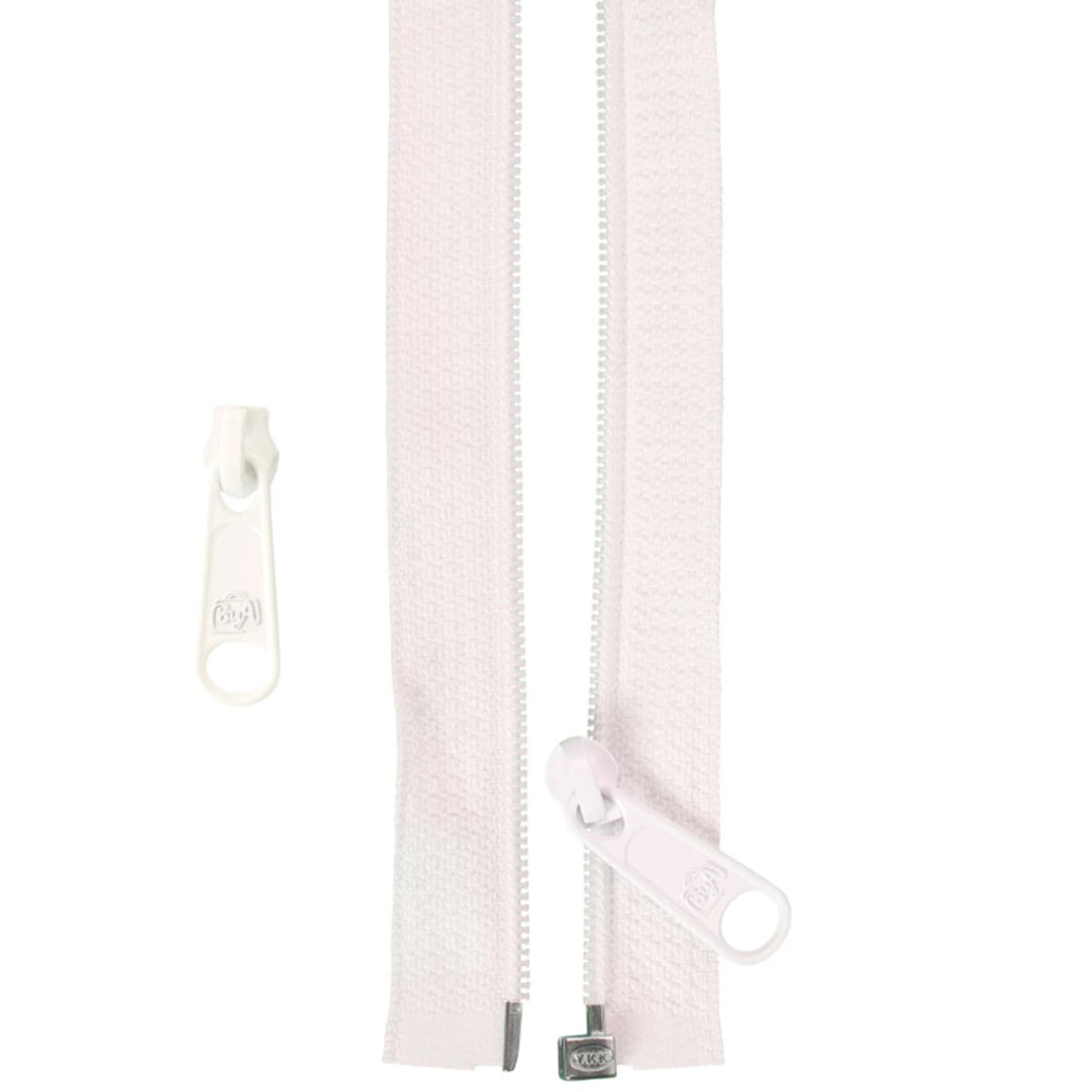 50in Separating Zipper and Extra Slide - White