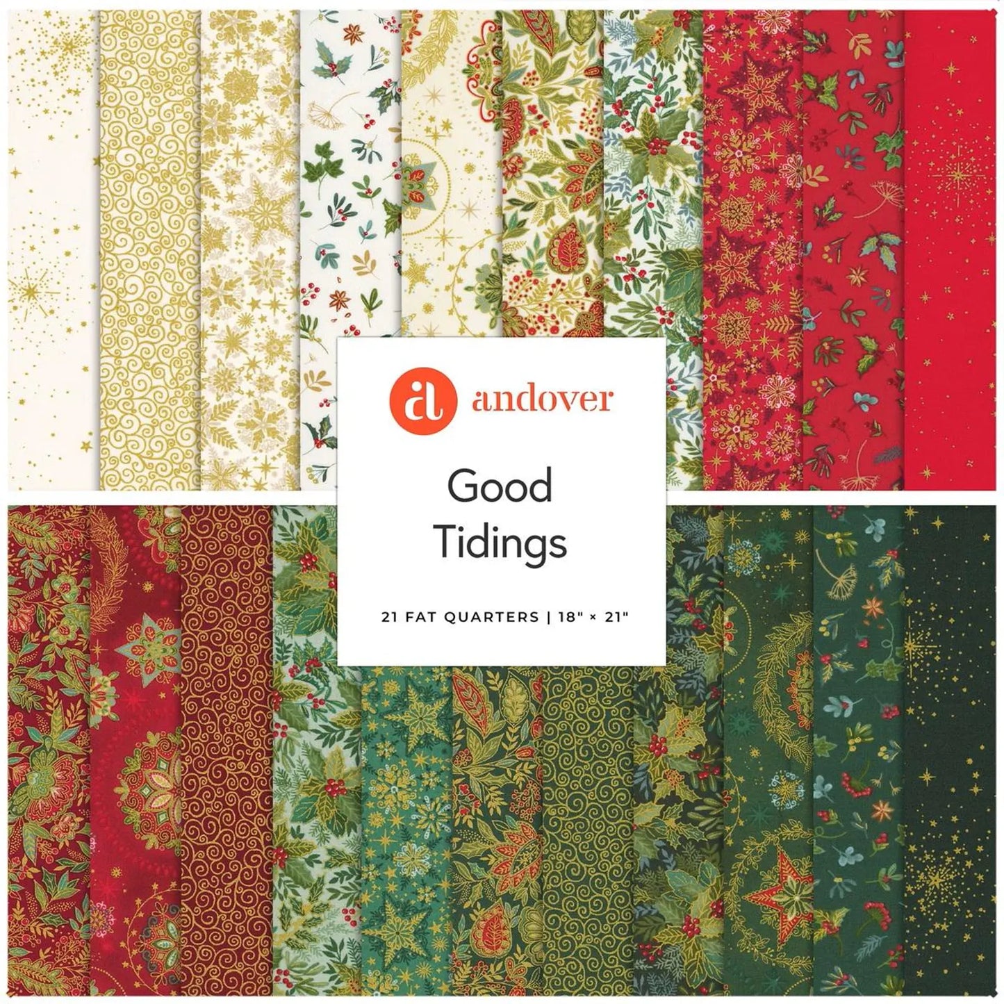 Good Tidings – Fat Quarter Bundle by Makower UK with Andover Fabrics