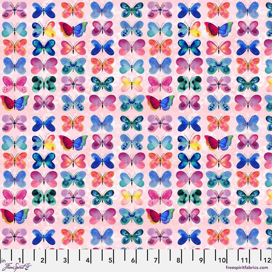 Love in the Wild – Sweet Wing Love - Pink (Half Yard Cut) – by Katy Tanis with FreeSpirit Fabrics