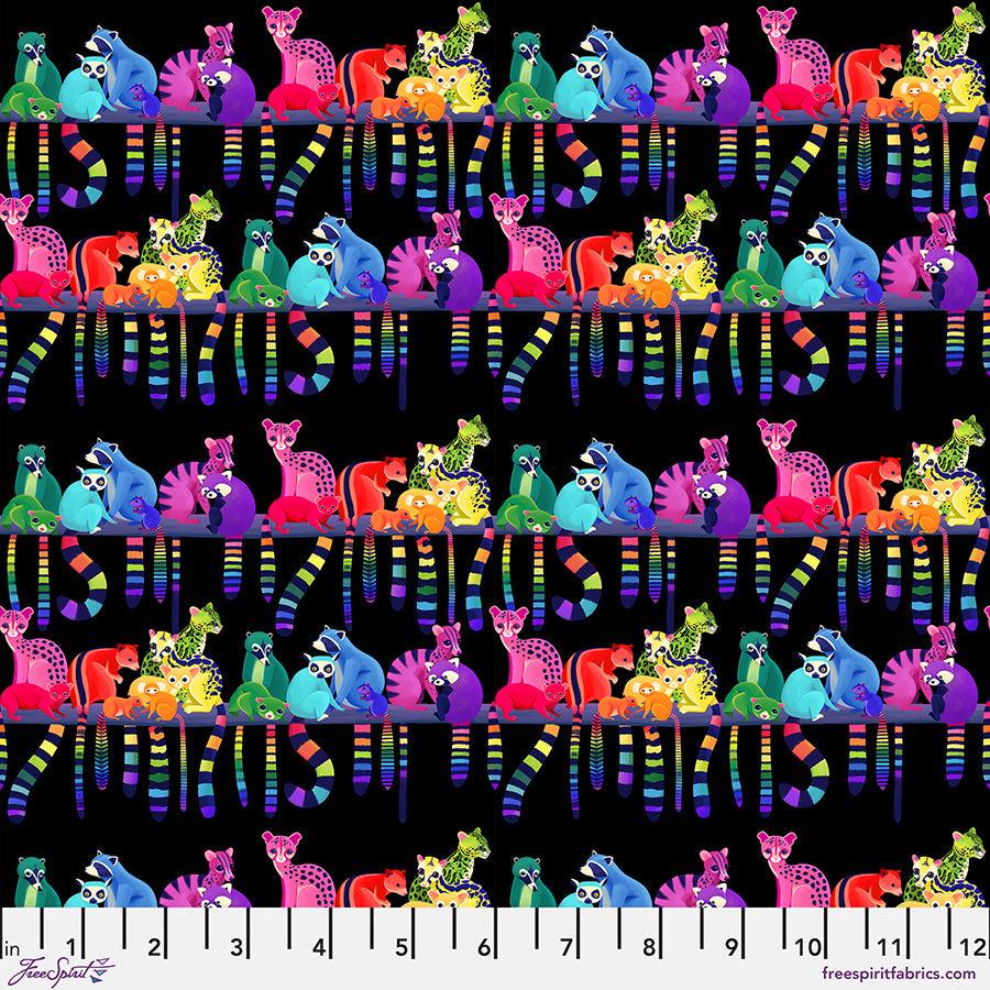 Love in the Wild – Ringtail Love Night - Black (Half Yard Cut) – by Katy Tanis with FreeSpirit Fabrics