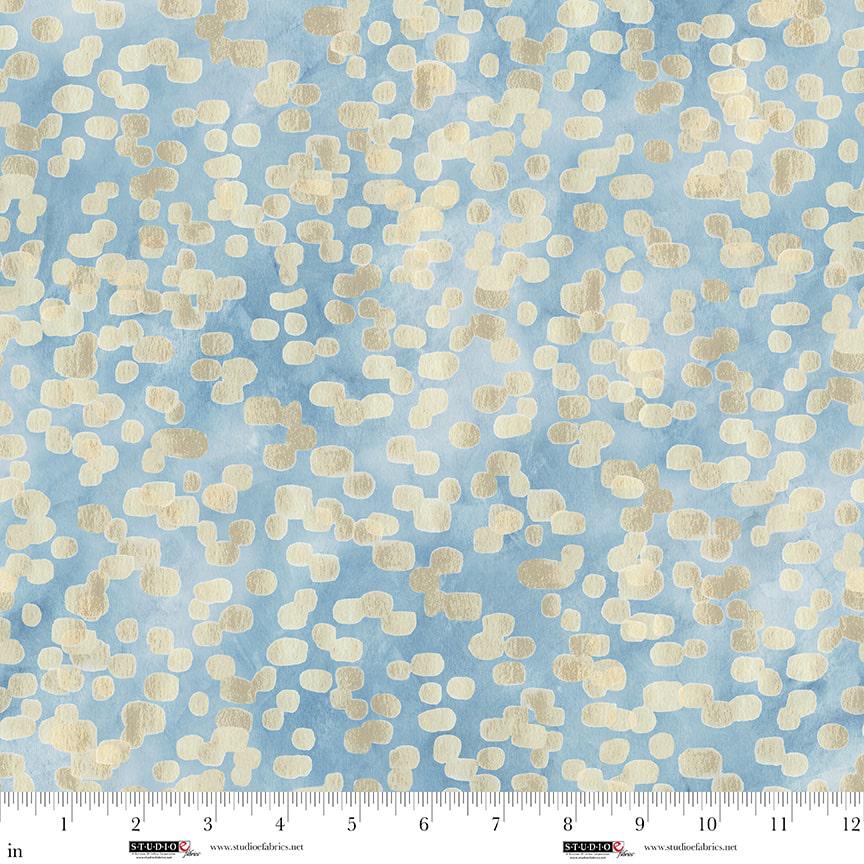 Behind Blue Eyes fabric – Golden Dots print – by Funny Girl for Studio E Fabrics