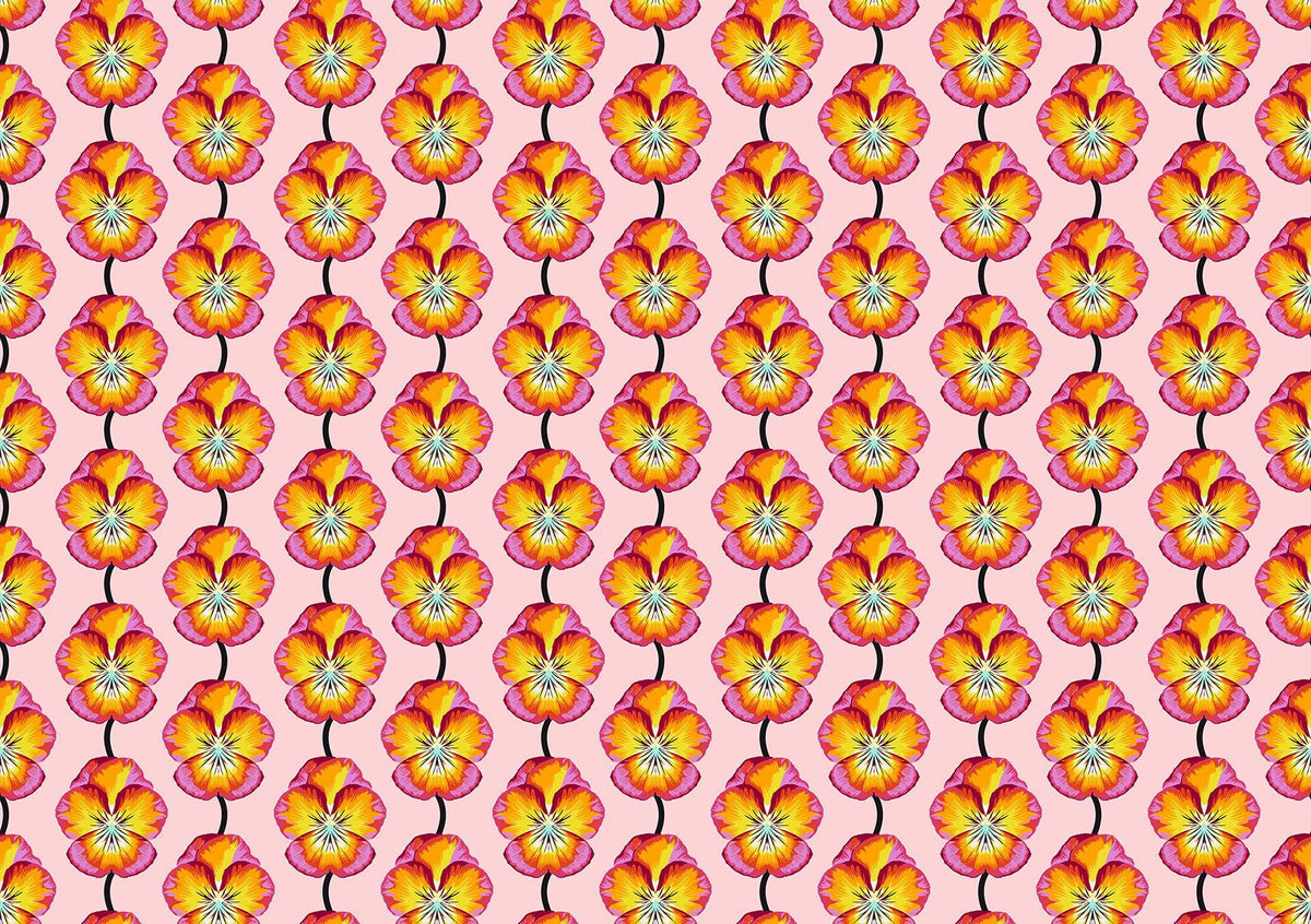 Iconic Fabric - Pansy in Flame - by Anna Maria Textiles