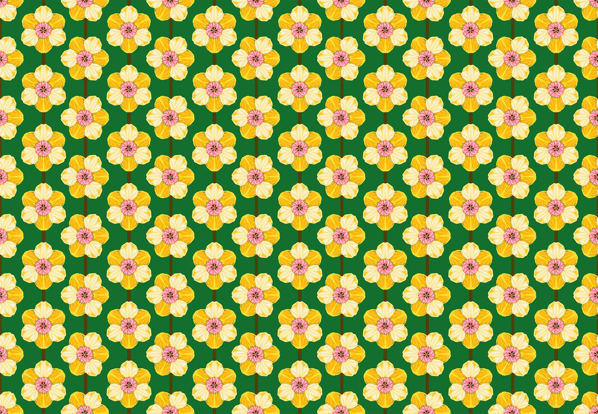 Iconic Fabric - Daffodil in Verdant - by Anna Maria Textiles