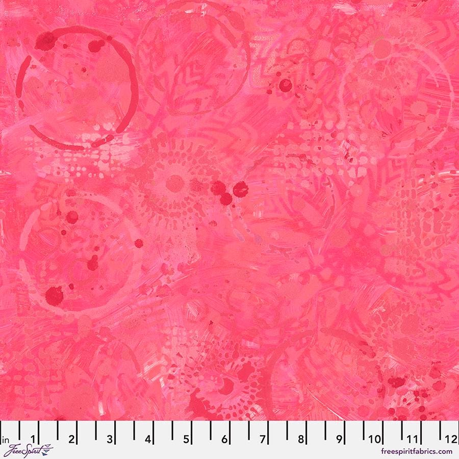 Textures - Tonal Graffiti in Raspberry - by Sue Penn with Free Spirit Fabrics