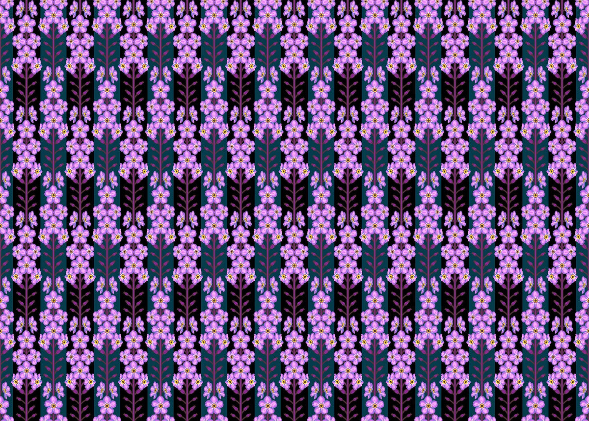 Iconic Fabric - Forgetmenot in Indigo - by Anna Maria Textiles