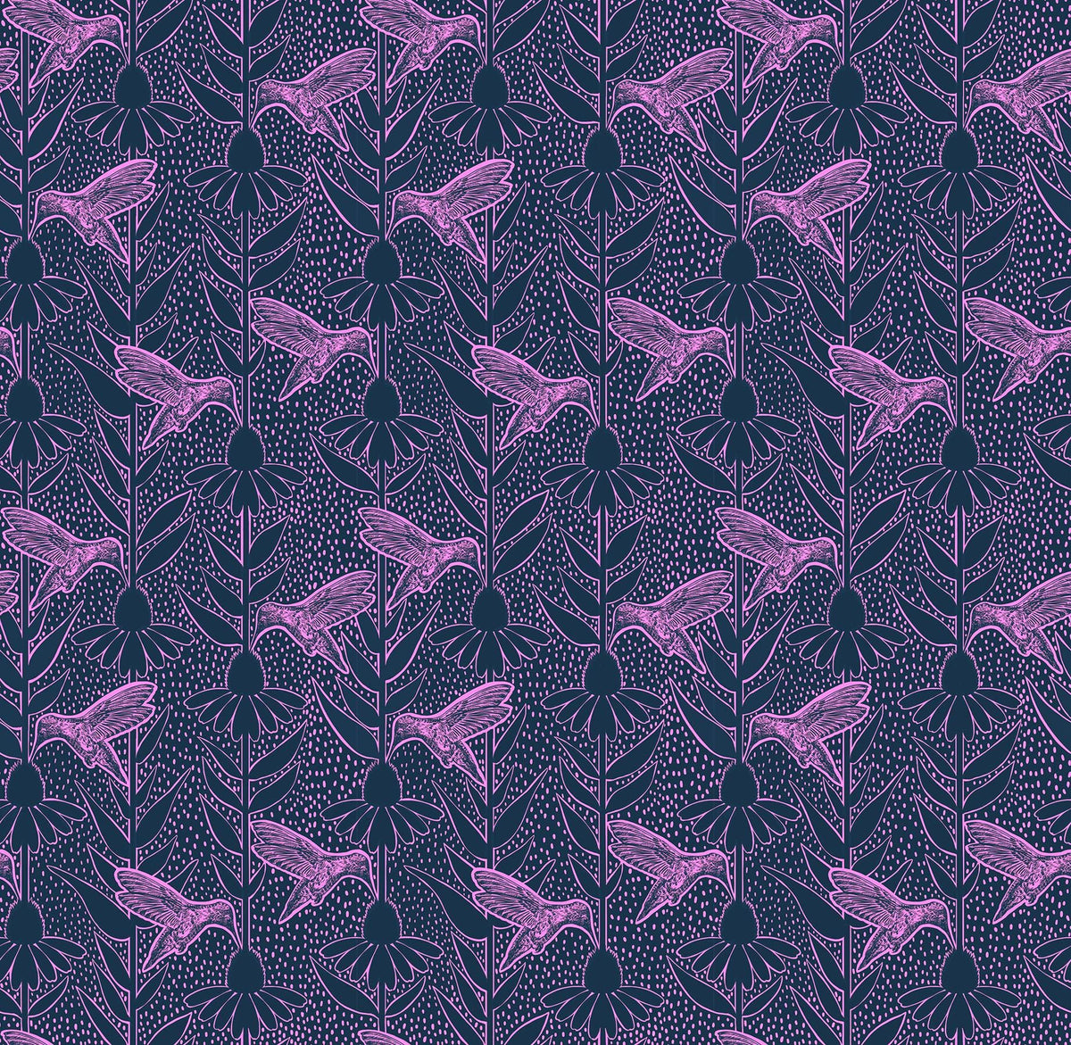 Indelible Ink - Humming in Navy - by Anna Maria Textiles
