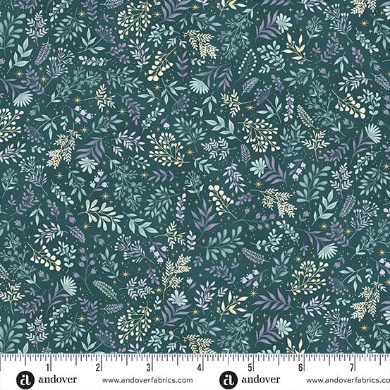 Charmed - Flora in Teal - by Makower UK with Andover Fabrics