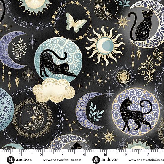 Charmed - Twilight Black - by Makower UK with Andover Fabrics
