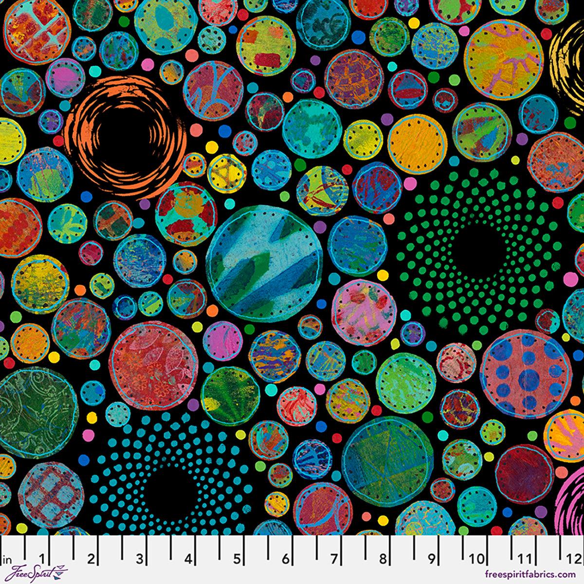 Circle Pop print from Wings of Wonder quilting cotton fabric by Sue Penn for FreeSpirit Fabrics