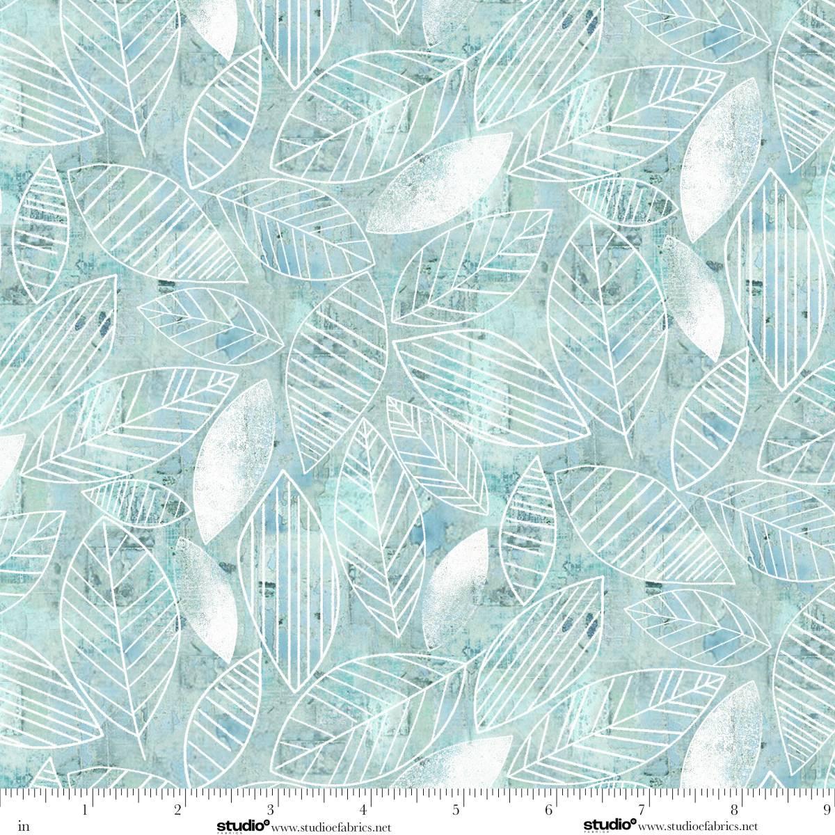Free Falling - Leaf Lines in Slate - by Funny Girl with Studio E Fabrics
