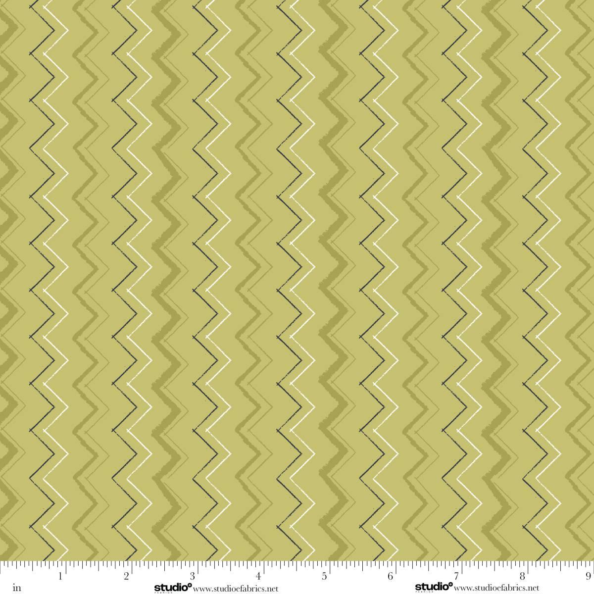 Free Falling - Zig Zag in Matcha - by Funny Girl with Studio E Fabrics