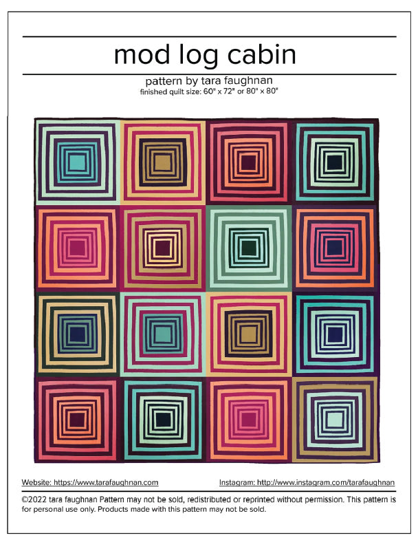 Mod Log Cabin Quilt Pattern by Tara Faughnan