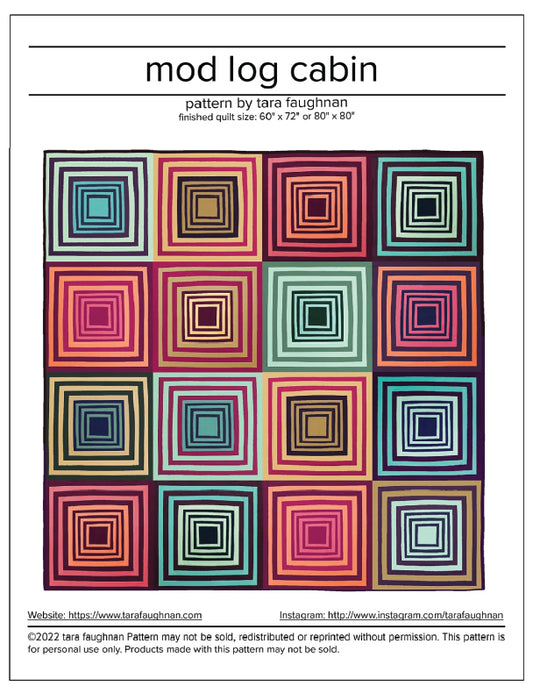 Mod Log Cabin Quilt Pattern by Tara Faughnan