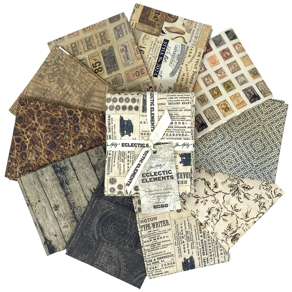 Eclectic Elements Palette Neutral Bundles by Tim Holtz with Free Spirit Fabrics