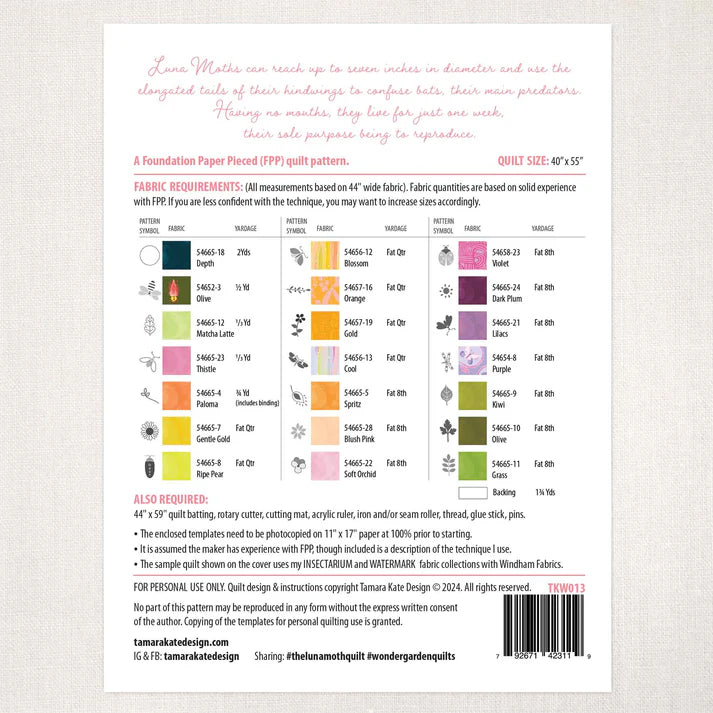 Luna Moth Quilt Kit - by Tamara Kate with Windham Fabrics