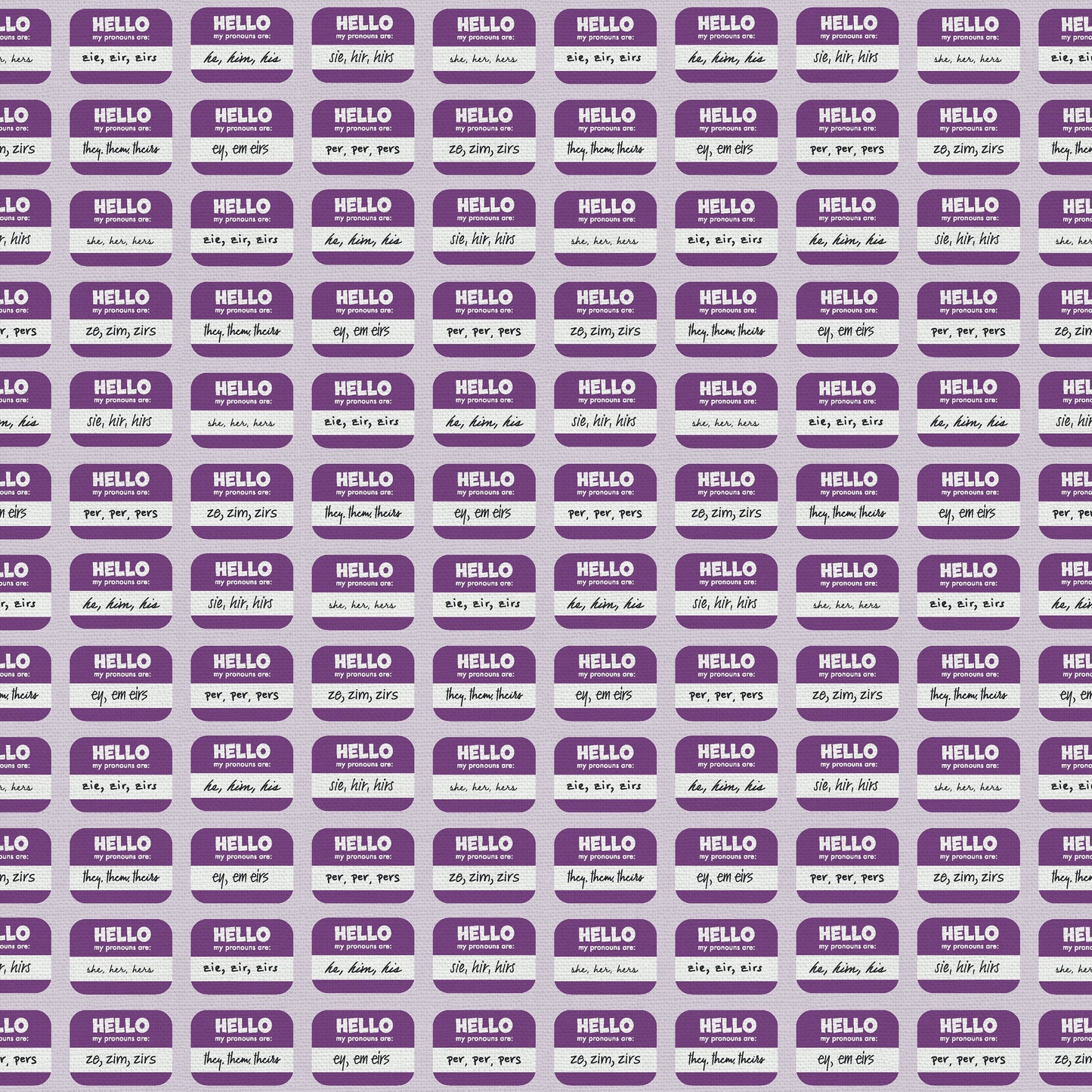 Pronomen-Abzeichen Lila (Halber Yard-Schnitt) - Love is Love Pride Fabrics - Mx Domestic