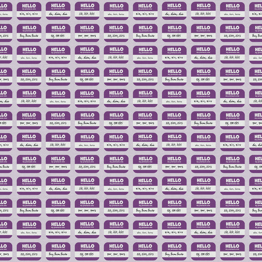 Pronomen-Abzeichen Lila (Halber Yard-Schnitt) - Love is Love Pride Fabrics - Mx Domestic