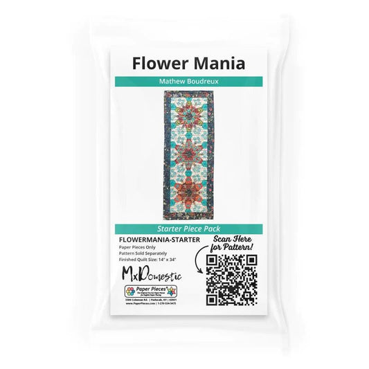 Flowermania – Starterpaket für Tischläufer mit englischem Papier-Piecing (nur Papiere)