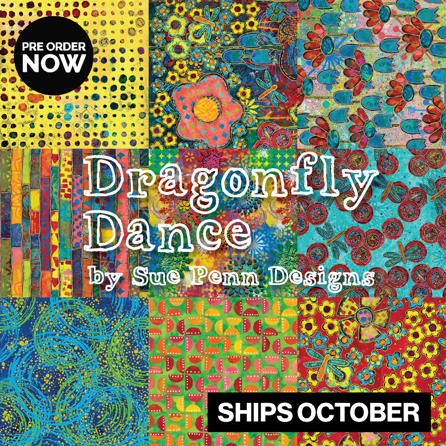Dragonfly Dance by Sue Penn Designs with FreeSpirit Fabrics