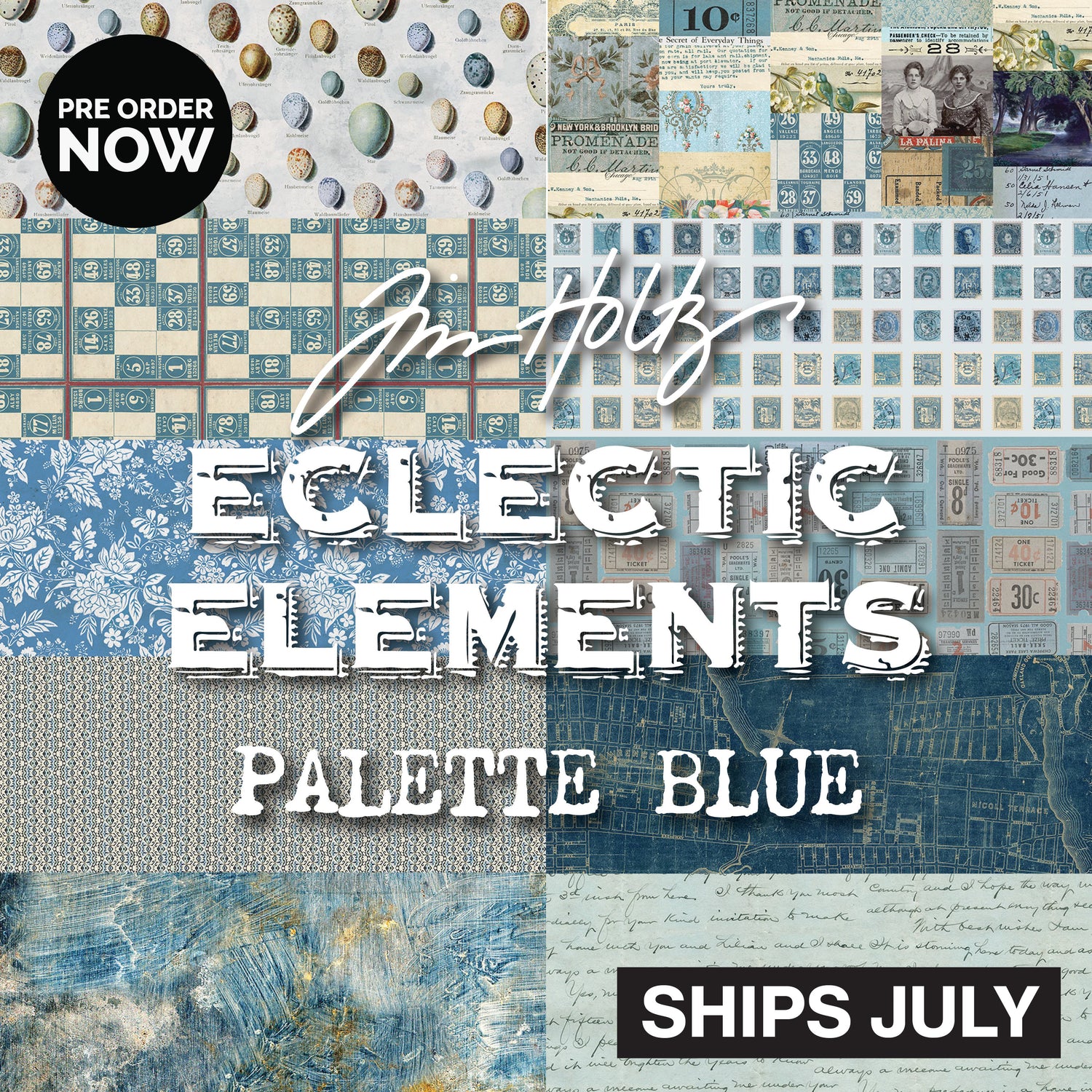 Eclectic Elements Palette Blue by Tim Holtz with FreeSpirit Fabrics