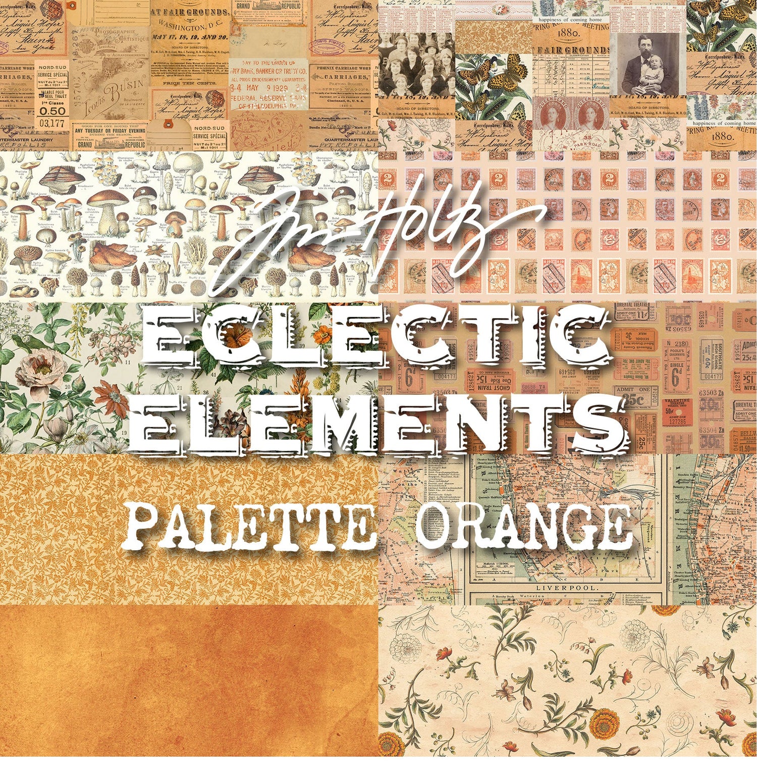 Eclectic Elements Palette Orange Collection by Tim Holtz with Free Spirit Fabrics