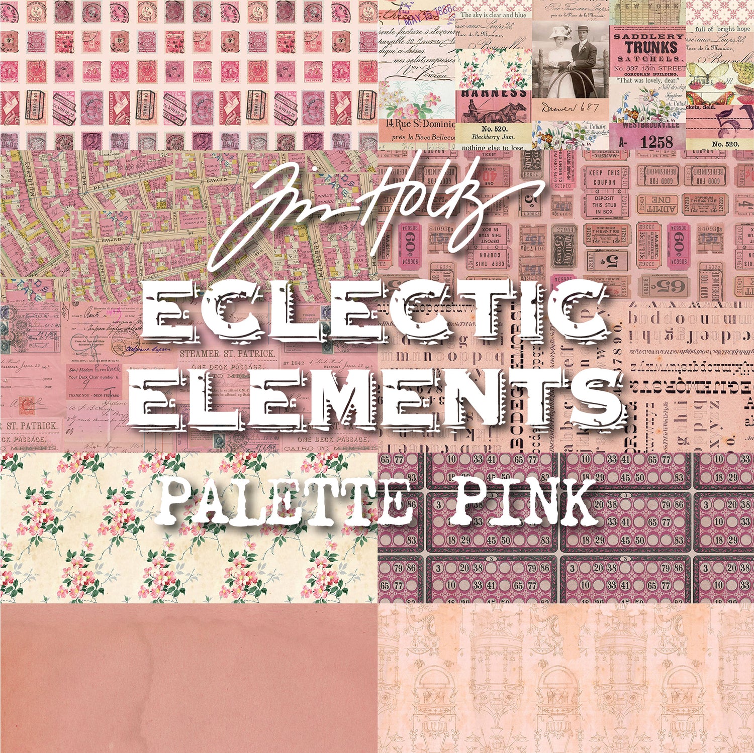 Eclectic Elements Palette Pink Collection by Tim Holtz with Free Spirit Fabrics