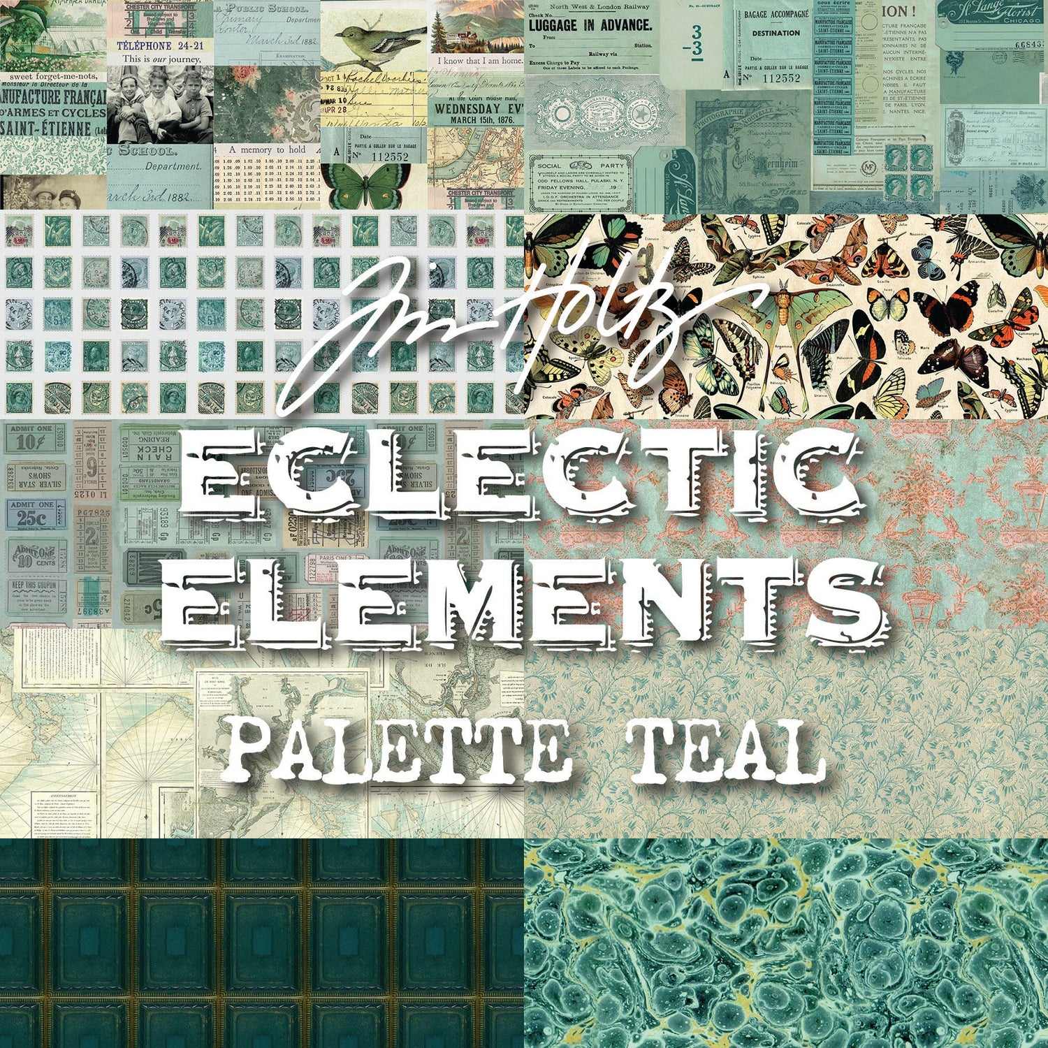 Eclectic Elements Palette Teal by Tim Holtz with FreeSpirit Fabrics