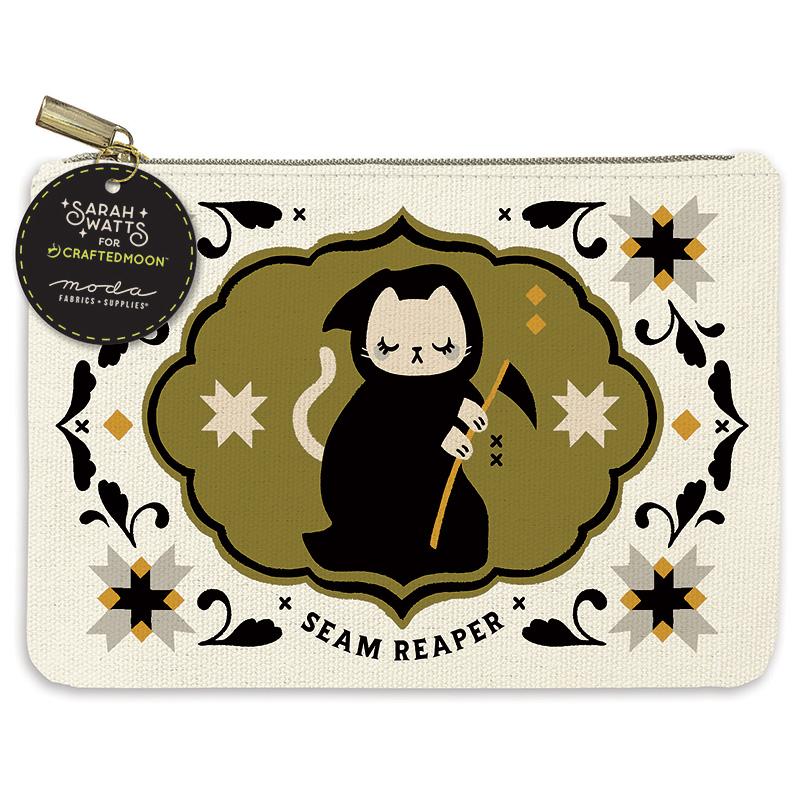 Seam Reaper Cat Zip Pouch - by Sarah Watts for Craftedmoon
