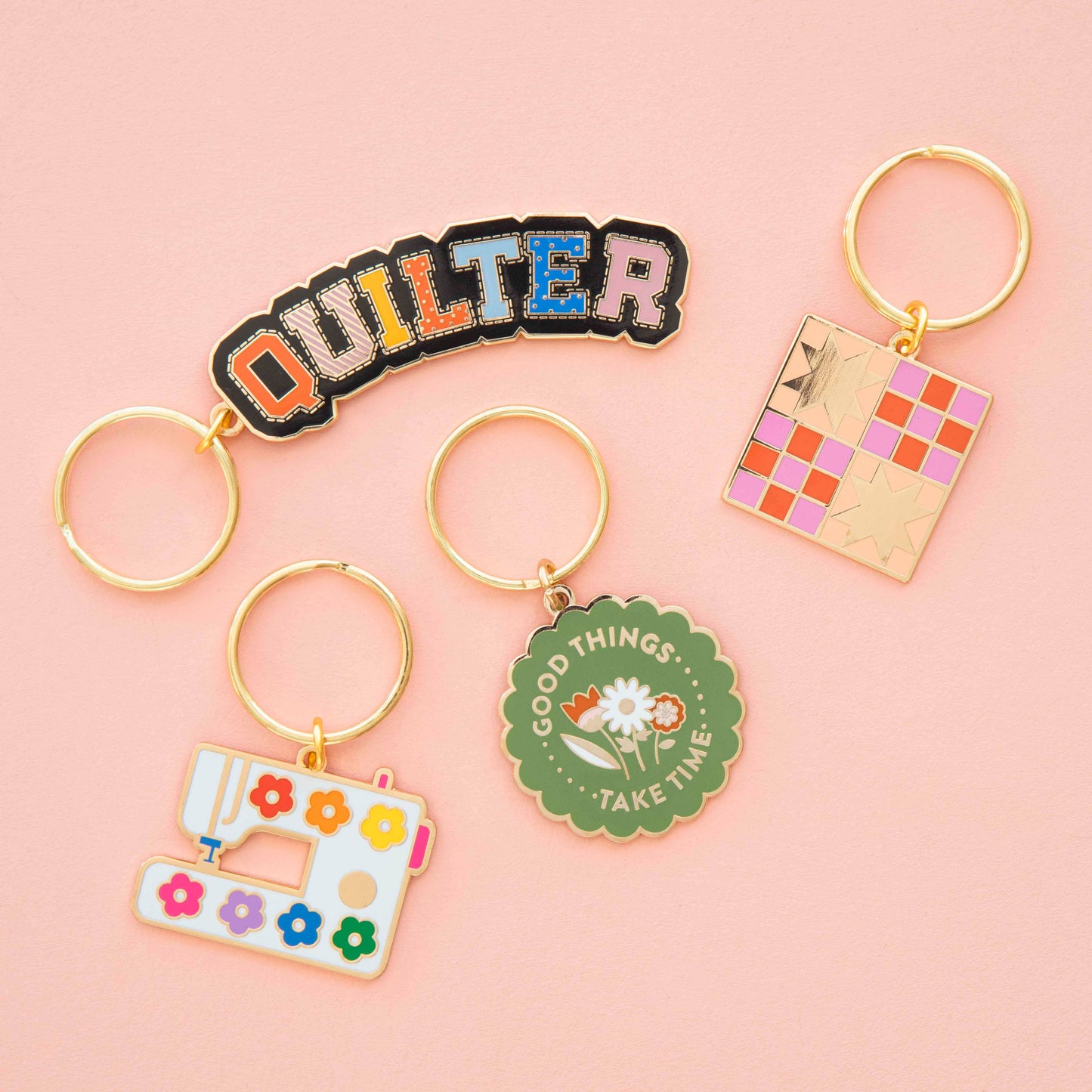 Sarah Hearts - Quilter Enamel Keychain - Bag Charm