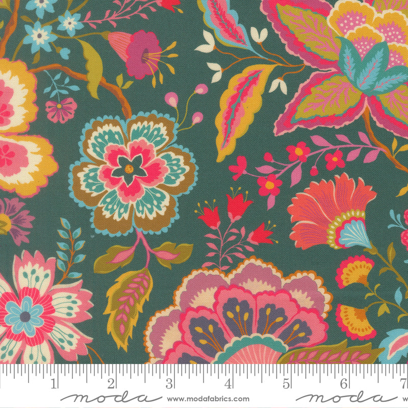 Sitara - Jasmine in Dark Teal - by Crystal Manning with Moda Fabrics