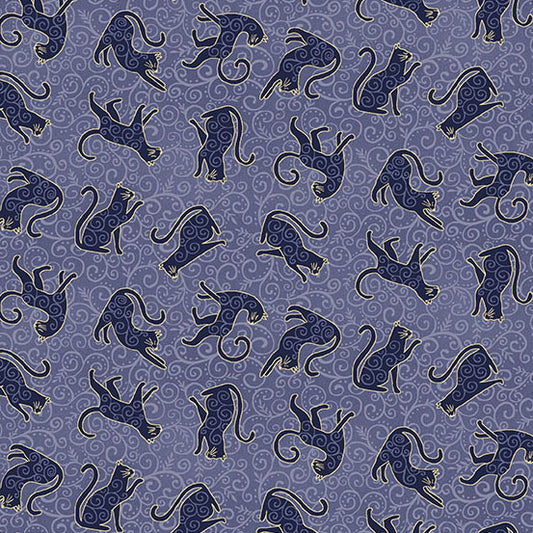 Charmed - Whiskers in Blue - by Makower UK with Andover Fabrics