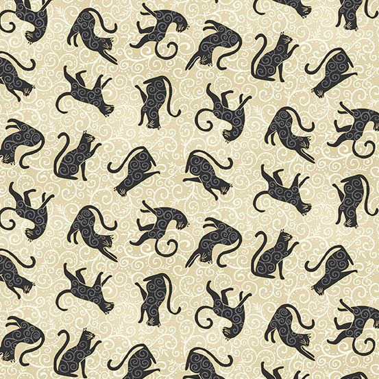 Charmed - Whiskers in Cream - by Makower UK with Andover Fabrics