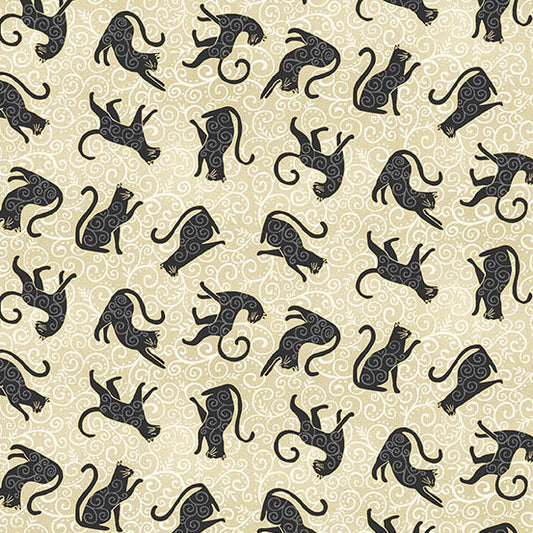 Charmed - Whiskers in Cream - by Makower UK with Andover Fabrics