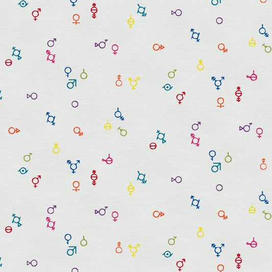 Love is Love Pride Fabrics - Gender Symbols Rainbow - Mx Domestic