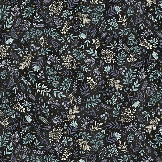 Charmed - Flora in Black - by Makower UK with Andover Fabrics