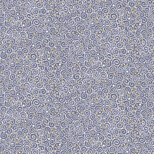 Charmed - Scroll in Blue - by Makower UK with Andover Fabrics