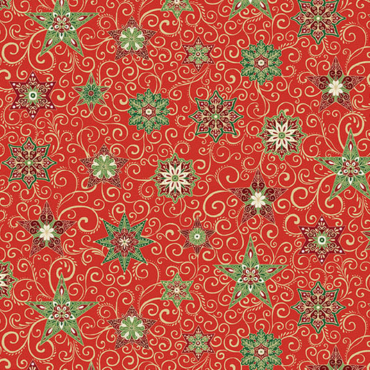 Adorn - Star in Red - by Makower UK with Andover Fabrics